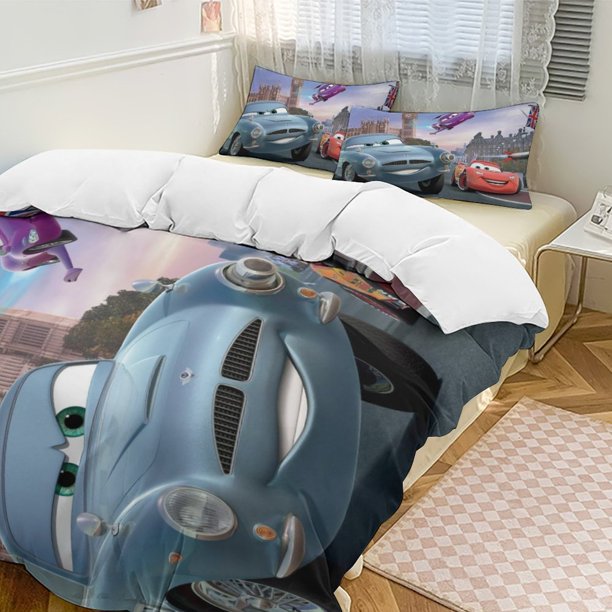 Cars Lightning McQueen Boys 3 Piece Bedding with 1 Duvet Cover And 2 Pillowcases Queen Bed Sheets