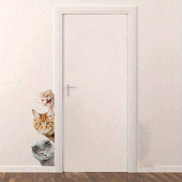 1 Sheet, 3D Simulation Small Cat Dog Waterproof Wall Sticker, Door Decal Door Sticker, Door Wallpaper For Home Decor