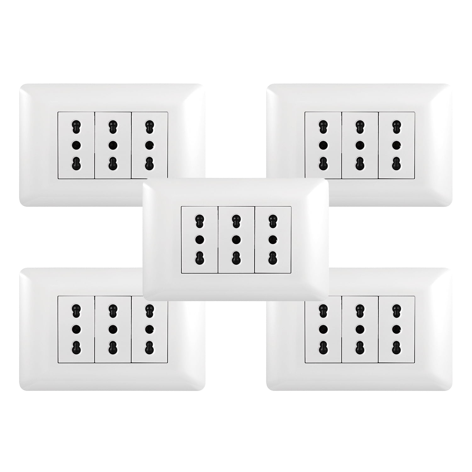 Genérico - Pack 5 Tomacorriente Triple 10/16a 250v Blanco