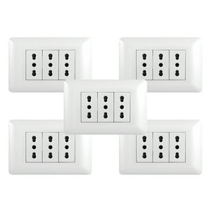 Genérico - Pack 5 Tomacorriente Triple 10/16A 250V Blanco