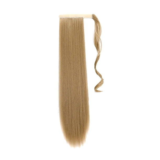 Cola de Caballo recta de 26 pulgadas de largo, postizos de extensión de cabello sintético, pelucas de cola de caballo, postizos sintéticos envolventes oro marrón