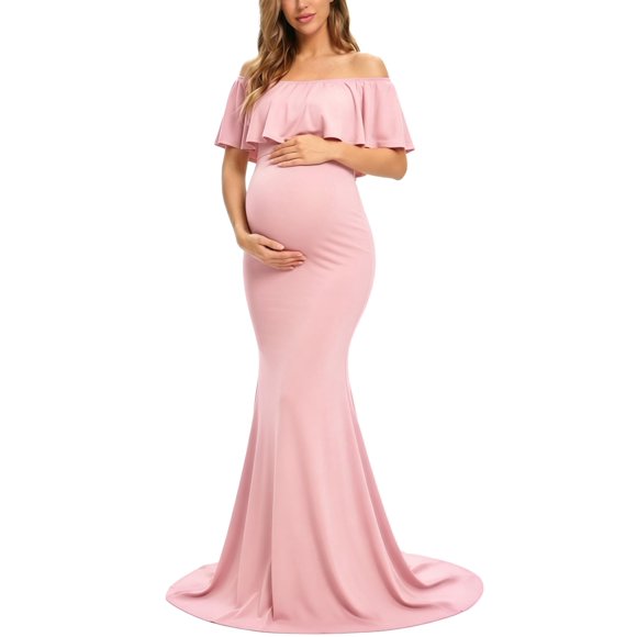 Vestido Glampunch de maternidad con escote sin hombros para fotos