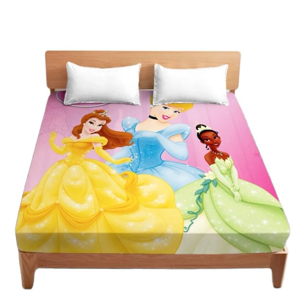 Princess Fitted Sheet,Girls Princess Fitted Sheet Cover,Snow White Rapunzel Bedding Pillowcase for Children Adult Gifts Bed Sheets