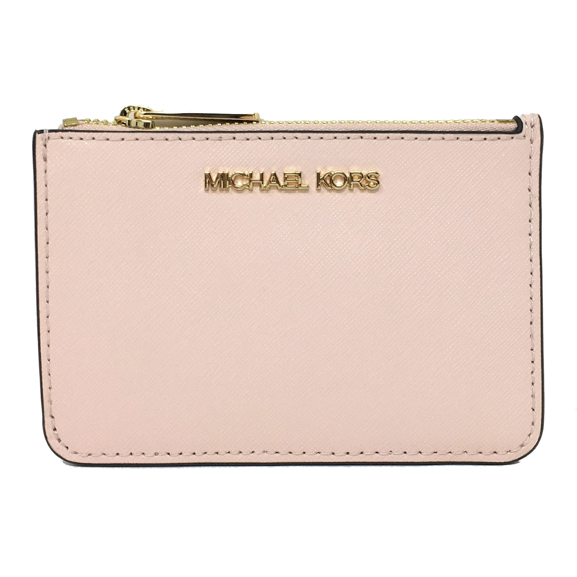 Monedero Michael Kors Jet Set Travel - Monedero Pequeño Con Cremallera Superior Y Soporte Para Identificación Para Mujer En Piel Saffiano (rubor En Polvo)