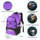 thumbnail image 2 of WOLT | Mochila de baloncesto grande con soporte para balones y compartimento para zapatos separados, ideal para baloncesto, fútbol, voleibol, natación, gimnasio o viajes (morado), 2 of 6
