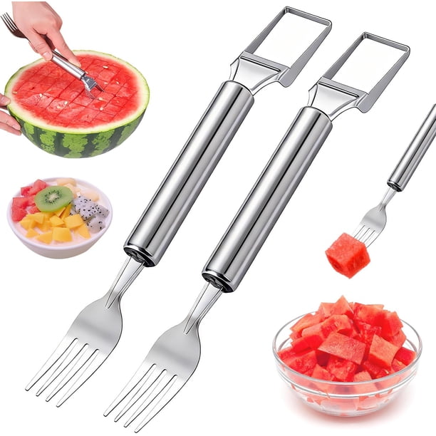 Cortador fruta acero inoxidable 2 en 1 2026 sandía tenedor fiestas verano