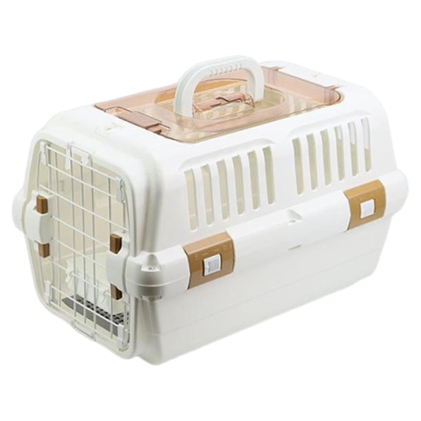 Transportín de viaje para gatos, cómodo transportín para mascotas, caja resistente con ventilación superior incorporada, asa portátil, apto para acamp Blanco