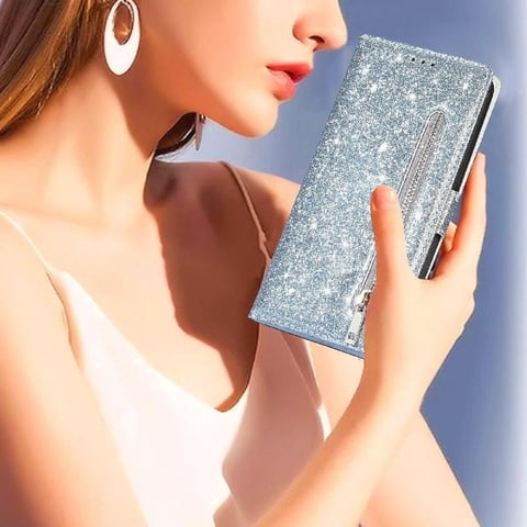 Funda Para Foxdock Elegante Funda Xiaomi Poco X5 Pro Glitter Con Cremallera-Ideal Para El Uso Diario