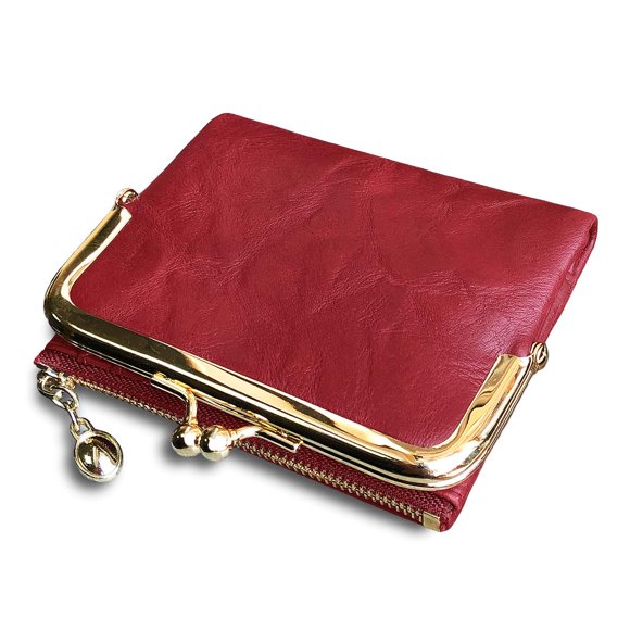 Cartera PofeeXIO Bifold 12x10x2 cm Rojo con Cierre Tipo Beso
