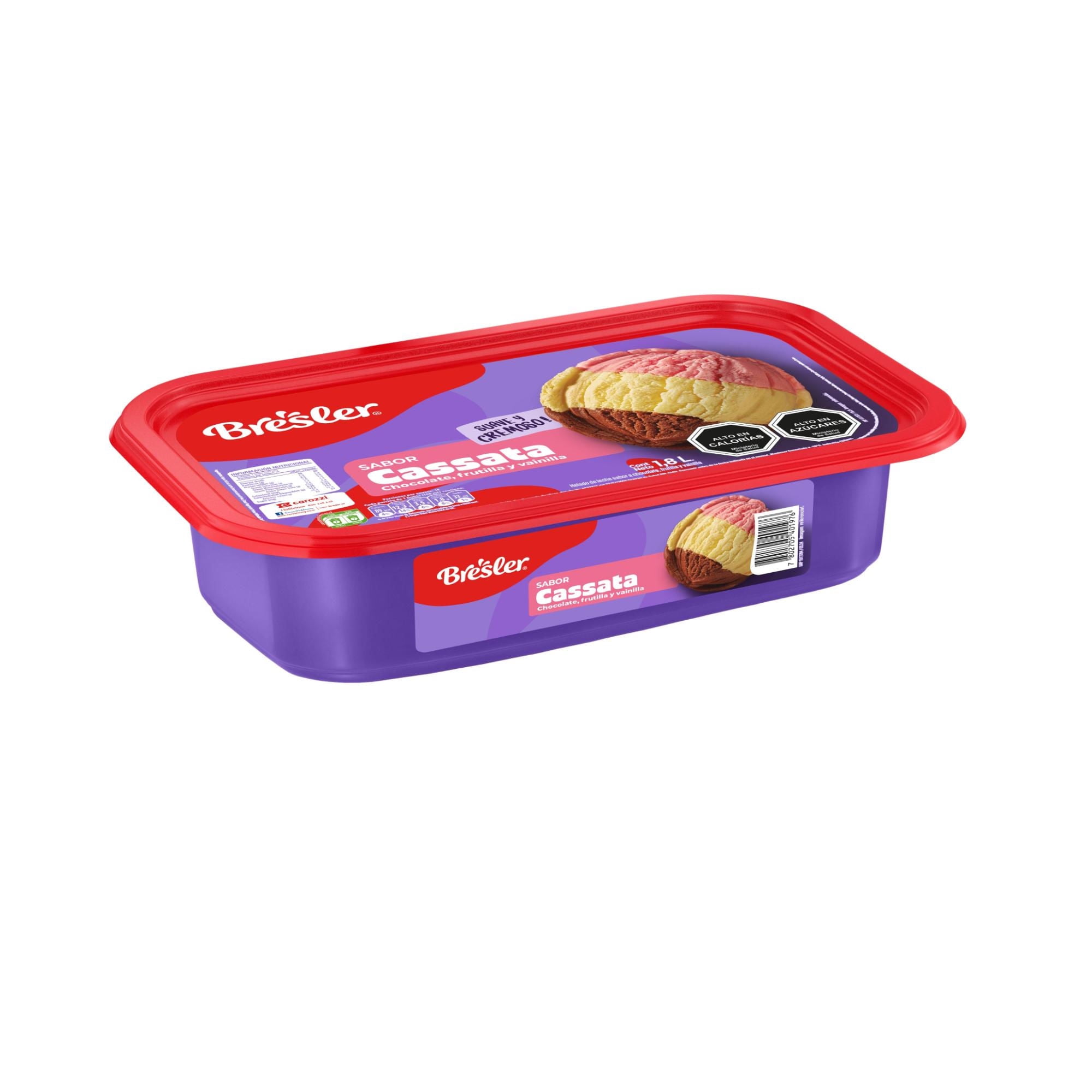 Helado Trisabor Chocolate, Frutilla y Vainilla Cassata, 1.8 L