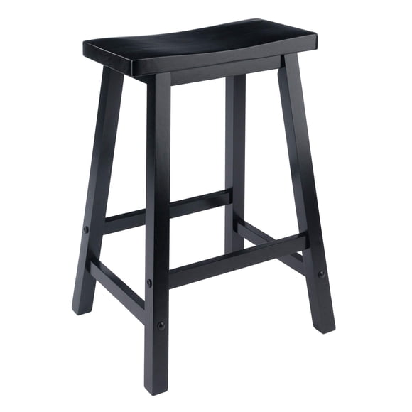 Taburete Winsome Satori con asiento de sillín, 24 cm, madera negra