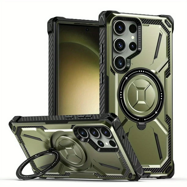 For Samsung Galaxy S23 S22 S21 Ultra S23 Plus Case Metal Kickstand Magnetic Case , Heavy Duty Bumper Shockproof Phone Case