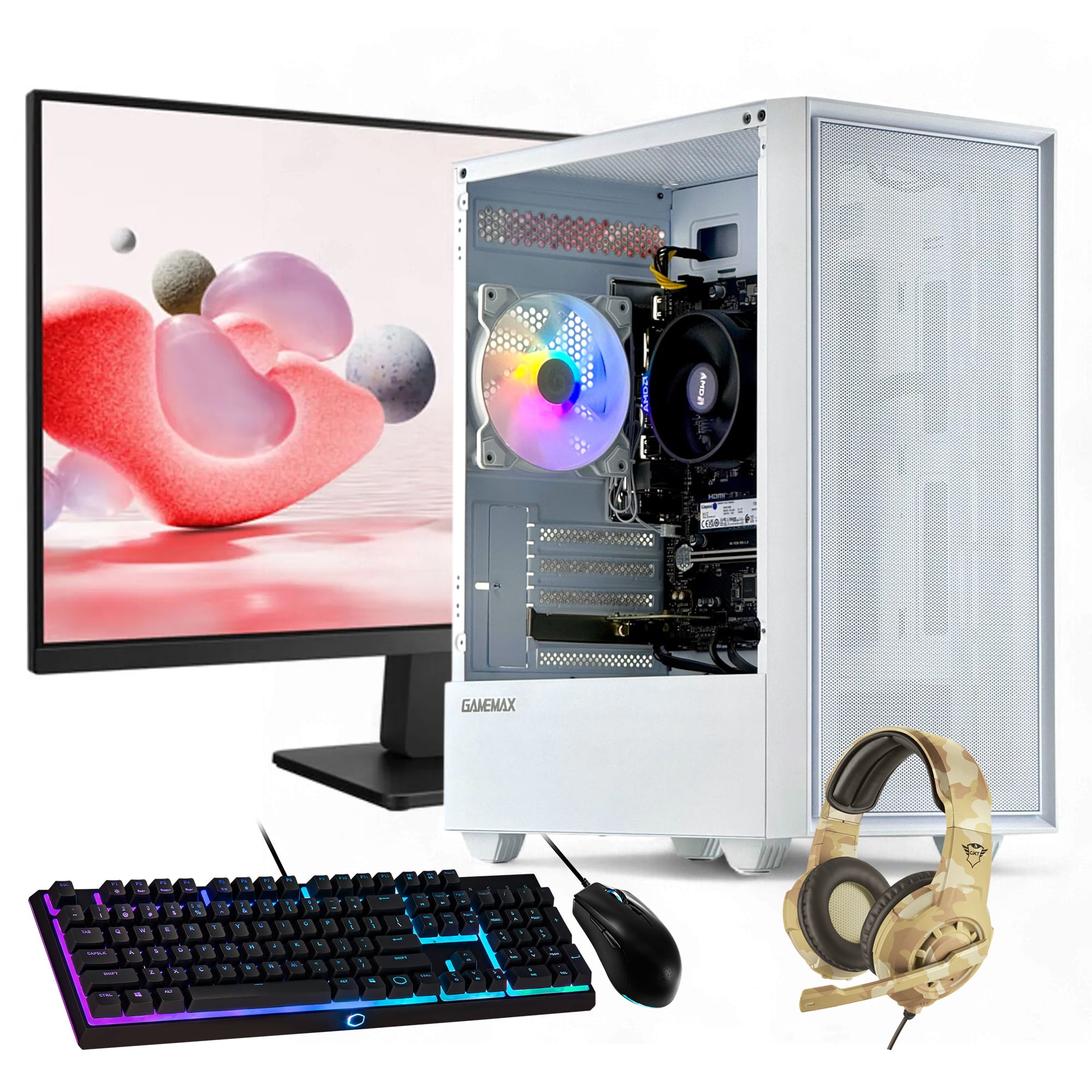 Hyperpc.cl - Pc Gamer Blanco + Monitor 24 + Perif: Amd Ryzen 5 8500g 16gb 1tb 740m