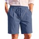 thumbnail image 1 of INSPIRE CHIC Pantalones Cortos de Lino con Cintura Elástica y Cordón para Hombre para Vacaciones en la Playa L Azul Oscuro, 1 of 5