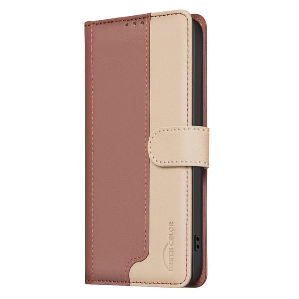 Funda Cartera con Bloqueo RFID para Xiaomi Redmi Note 14 Pro Plus con Ranuras y Soporte Marrón