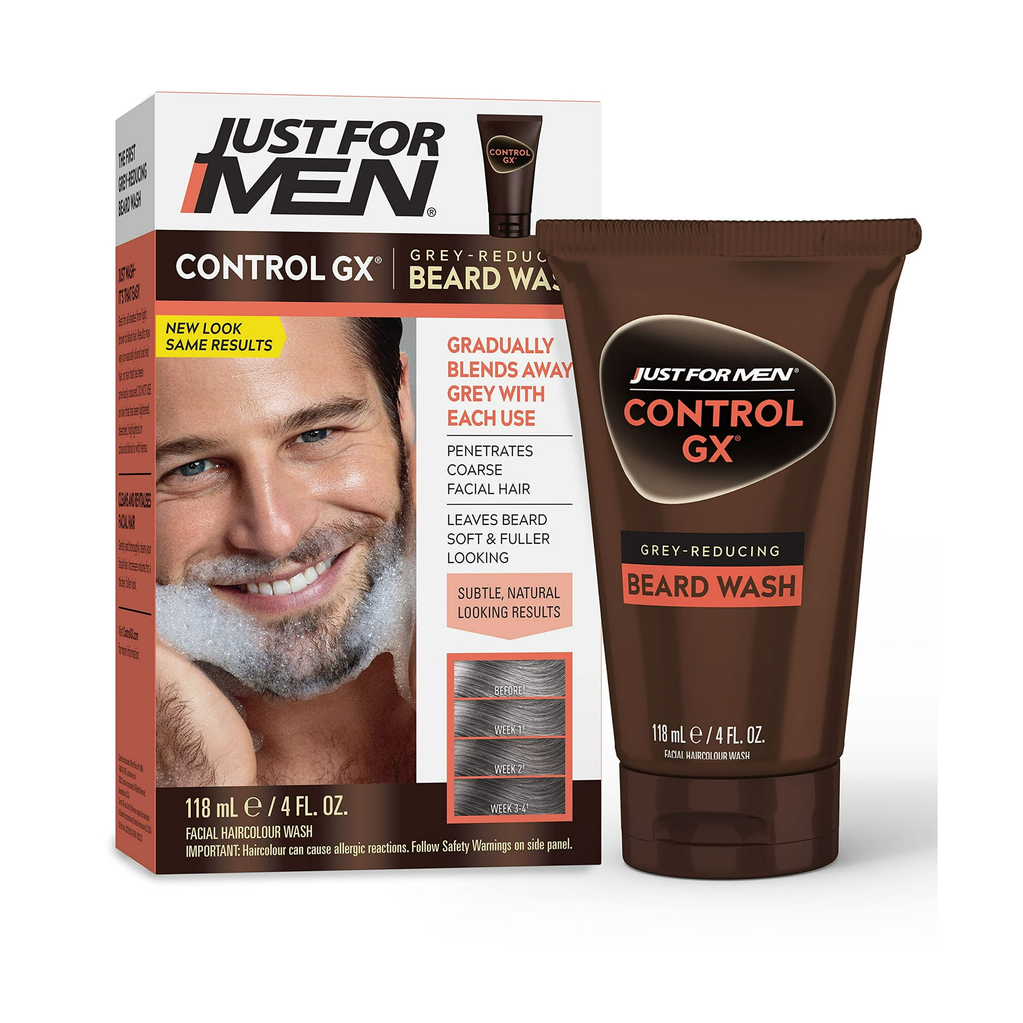 Just For Men - Champú Limpiador Para Barba, Solo Para Hombres, Control Gx, Reductor De Grises, 120 Ml