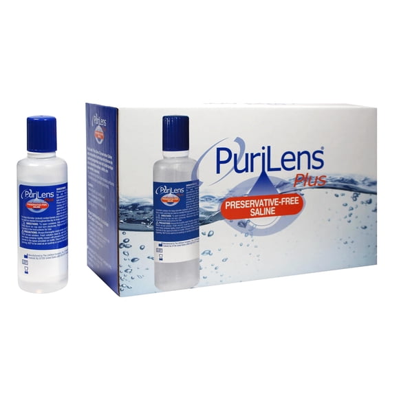Solución salina para lentes de contacto Purilens Plus, sin conservantes, 120 ml x 12