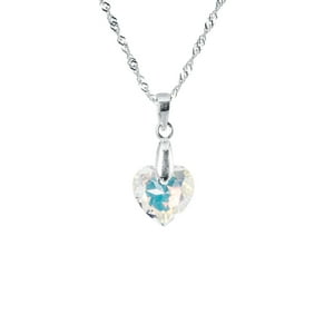 Joyas Montero - Collar Amor Plata Italiana 925 Y Cristal Genuino Aurora Boreal