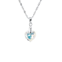 Joyas Montero - Collar Amor Plata Italiana 925 Y Cristal Genuino Aurora Boreal