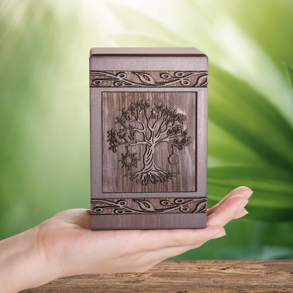 Urnas funerarias de madera con forma de árbol de la vida para cenizas humanas, 20 ml