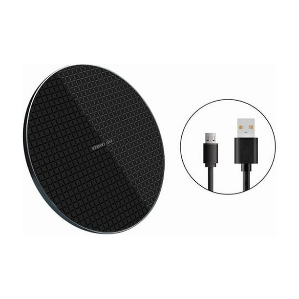 Cargador De Celular Inalambrico 2A 20W Smartphone Android para Iphone pared casa redondo (negro)