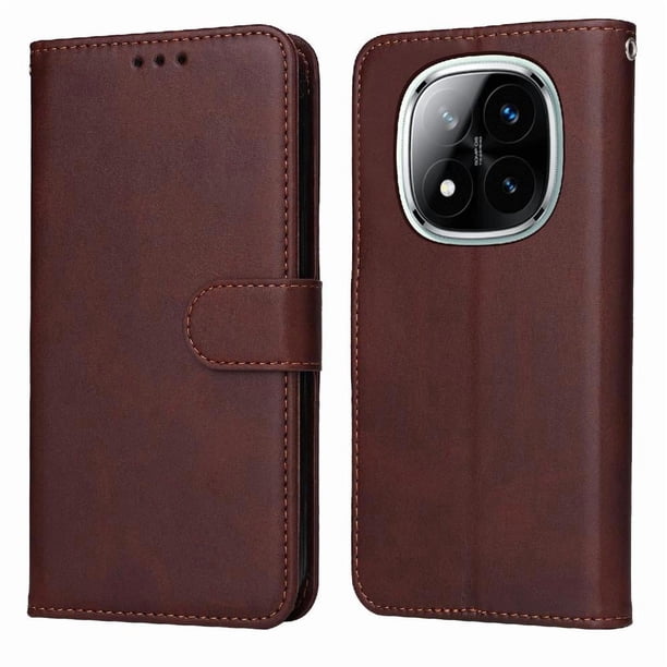 Funda Billetera para Xiaomi Redmi Note 14 Pro 5G con Porta Tarjetas y Soporte Ajustable Marrón