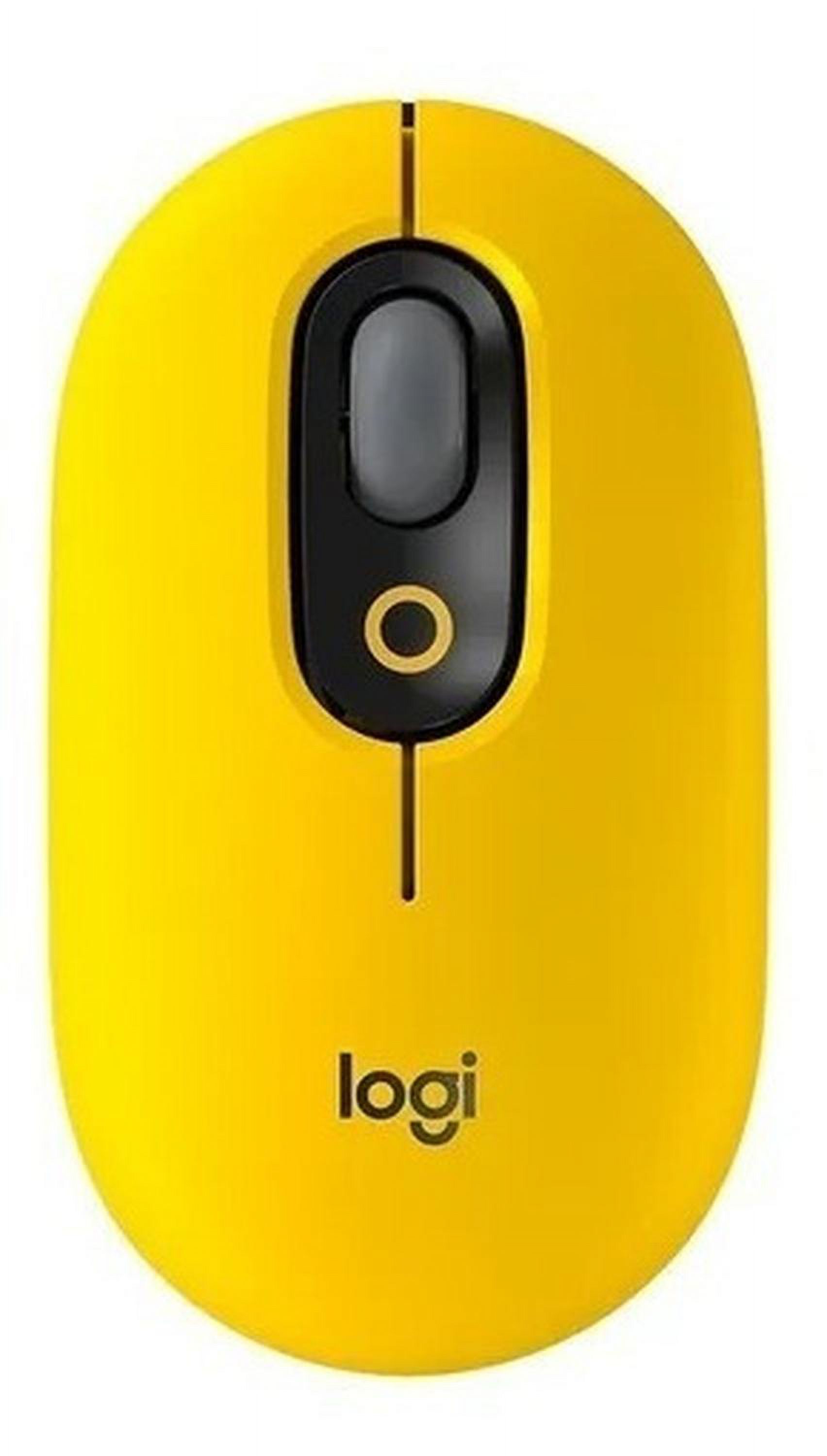 Mouse Bluetooth Logitech Pop Yellow/Black Emojis Amarillo