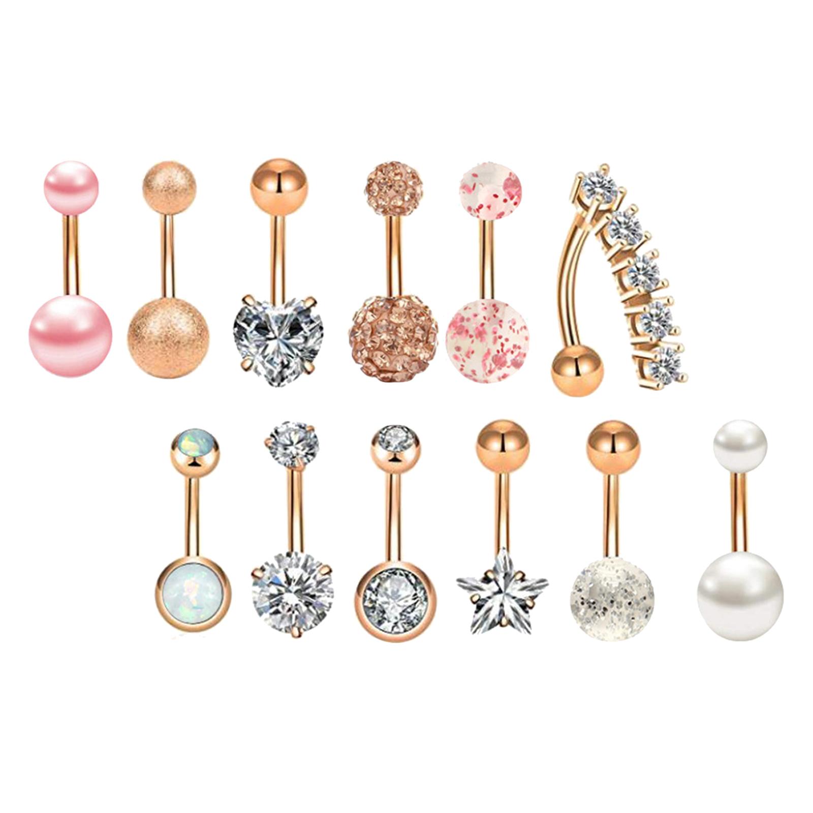 Ioensy - 12 Anillos Para El Ombligo, Joyería Para Piercing, Anillo Para El Ombligo Del Cuerpo, Colgante Para Mujer