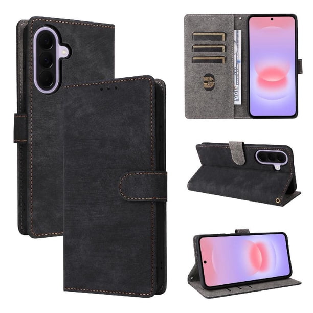 Funda Billetera para Samsung Galaxy A37 5G con Soporte - Cartera de Cuero con Ranuras Negro