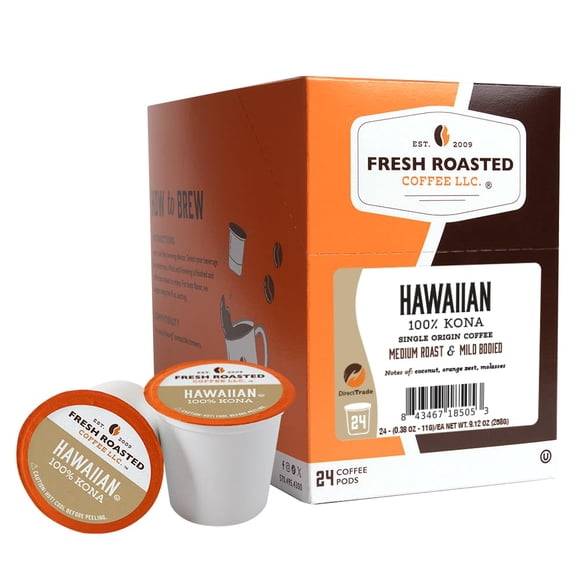 Café tostado fresco 100% Kona hawaiano, tueste medio, 24 cápsulas