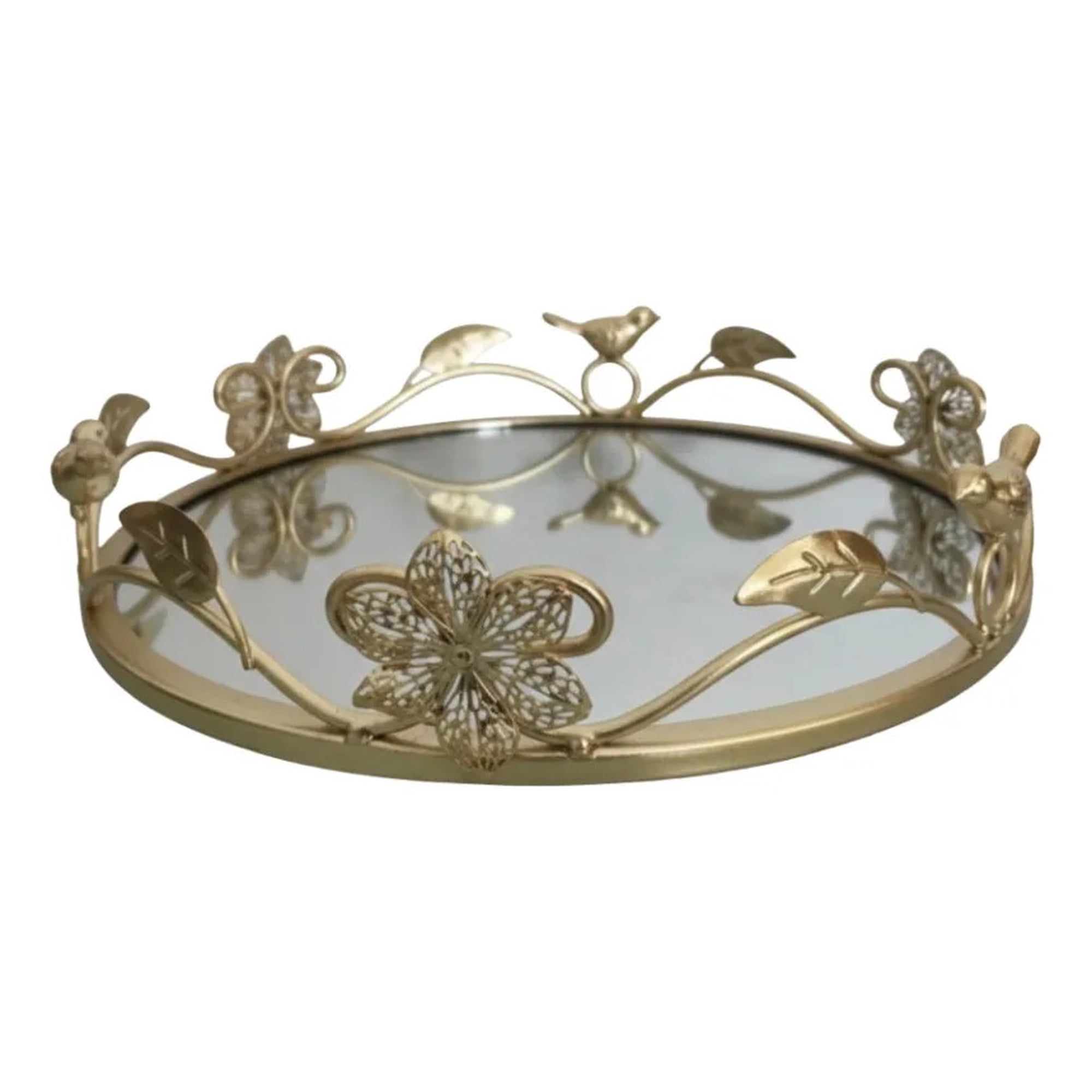 Genérico - Bandeja Decorativa Reflejante Espejada Estilo Botánico Jhn