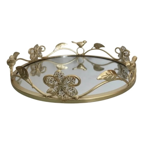 Genérico - Bandeja Decorativa Reflejante Espejada Estilo Botánico Jhn