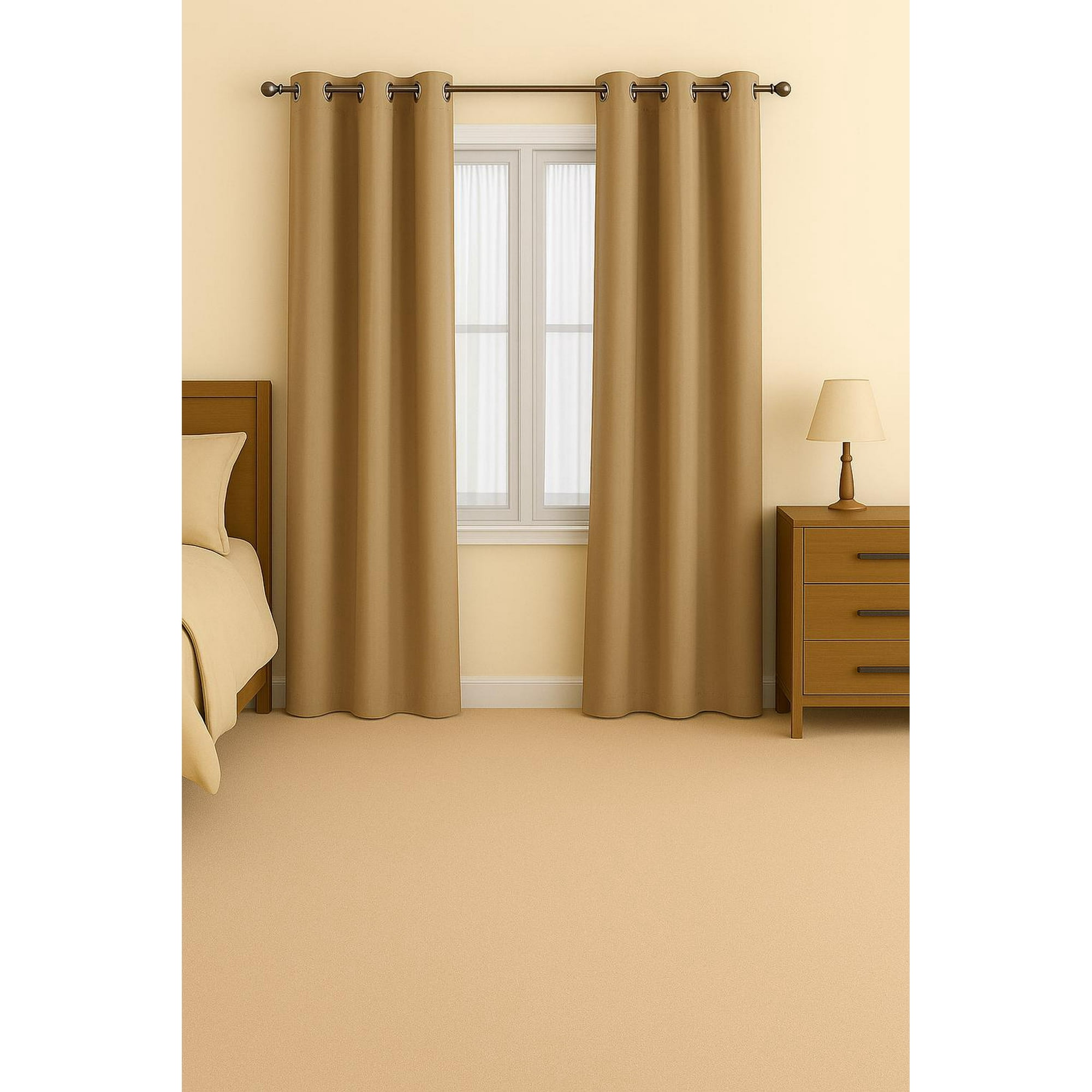 Clems - Pack 2 Cortina Engomada Termica 100% Blackout 140x225 Dorado 140x225