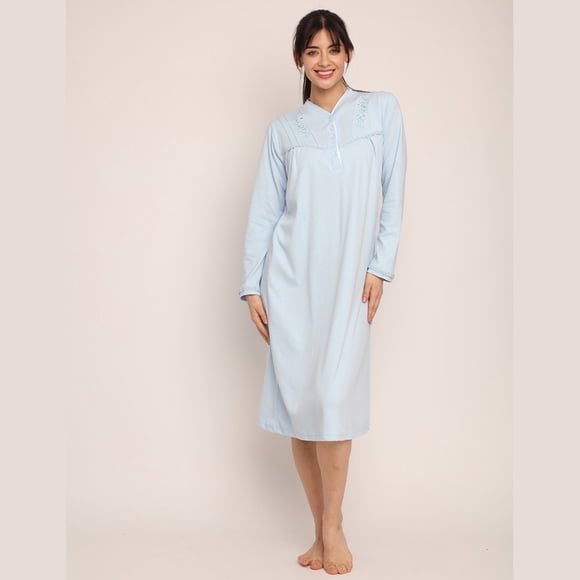 Camisa algodón liso con bordado y cuello satín 261124 - M