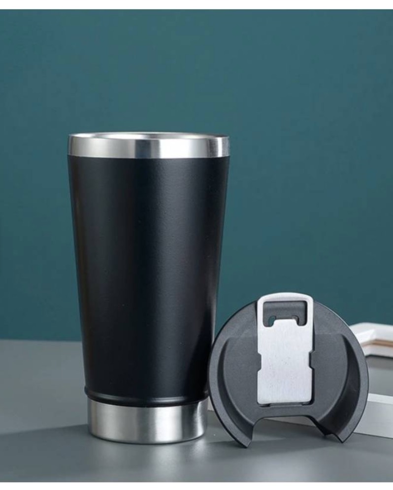 Tomasstore - Vaso Térmico Cervecero Acero Inox Frio Y Caliente Premium Negro