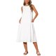 thumbnail image 2 of INSPIRE CHIC Vestidos de Lino para Mujer Regreso a Clases Cuello Redondo Ajuste Suelto Vestido Sin Mangas Casual con Bolsillos L Blanco, 2 of 6