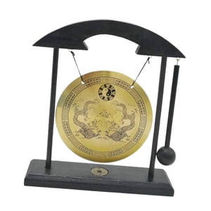 Magideal - Cobre Gong Adorno Asiático Gong Campana Mini Campanas De Viento Latón Feng Shui Escritorio Gong Cobre Chino Gong Con Soporte Para Mesa Decoración Para Estilo B