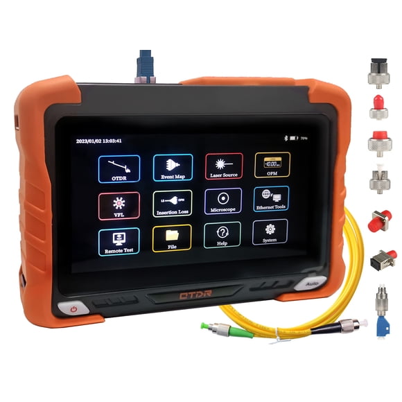 OTDR D YEDEMC con pantalla táctil de 7" para fibra monomodo, 32/30 dBm