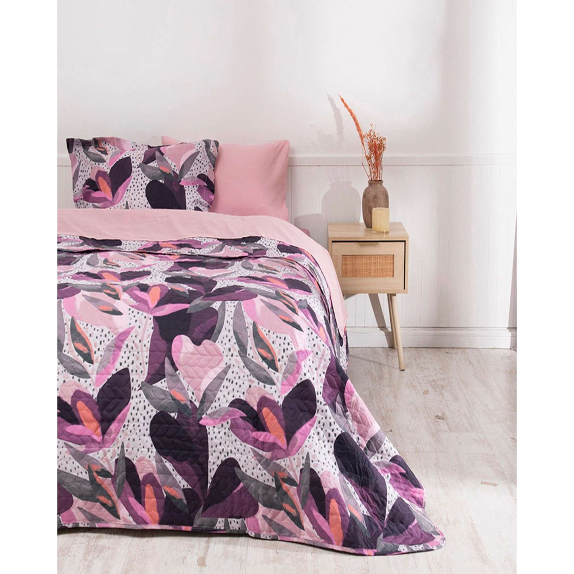 Cubrecama Quilt Mas Juego De Sábana Liso King Mashini