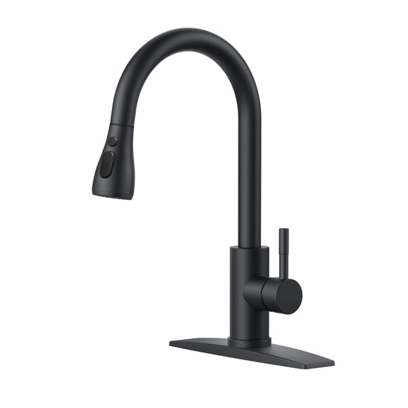 Grifo de cocina FORIOUS negro con pulverizador desplegable de acero inoxidable