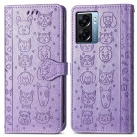 Funda Cartera Foxdock Para Oppo A57 5G , Flip Pu Con Relieve De Gatos Y Perros, Tarjetero Y Soporte