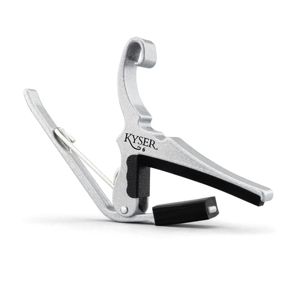 Cejilla Kyser Quick-Change para guitarra acústica de 6 cuerdas plateada