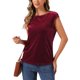 thumbnail image 4 of INSPIRE CHIC Blusa de Terciopelo para Mujer Manga Corta Oficina Casual Básica Cuello Redondo Camiseta M Burdeos, 4 of 6