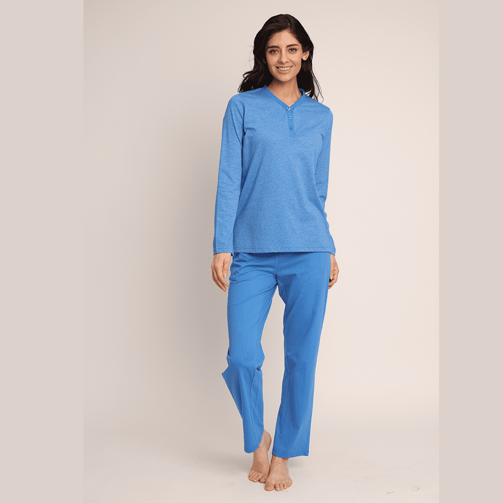 Mon Amour - Pijama Algodón Liso Tela Melange Abotonado 261516 - Xl