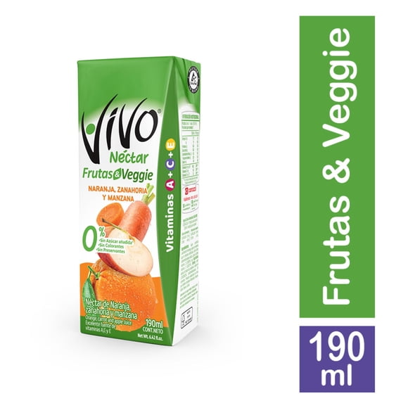 Néctar Sabor Veggie Naranja Zanahoria y Manzana Caja, 190 ml