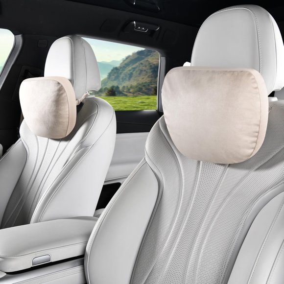 Almohada cervical para coche POKSRI 2 uds 30x19 cm gamuza ajustable