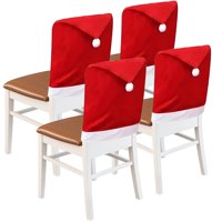 Xusx111 - Cubiertas De La Silla De Navidad Cubiertas De La Silla De Sombrero Para Navidad Cubiertas De La Silla De Vacaciones Conjunto De 4, Silla Estirable Slipcovers Extraíble Lavable Cocina Decorac