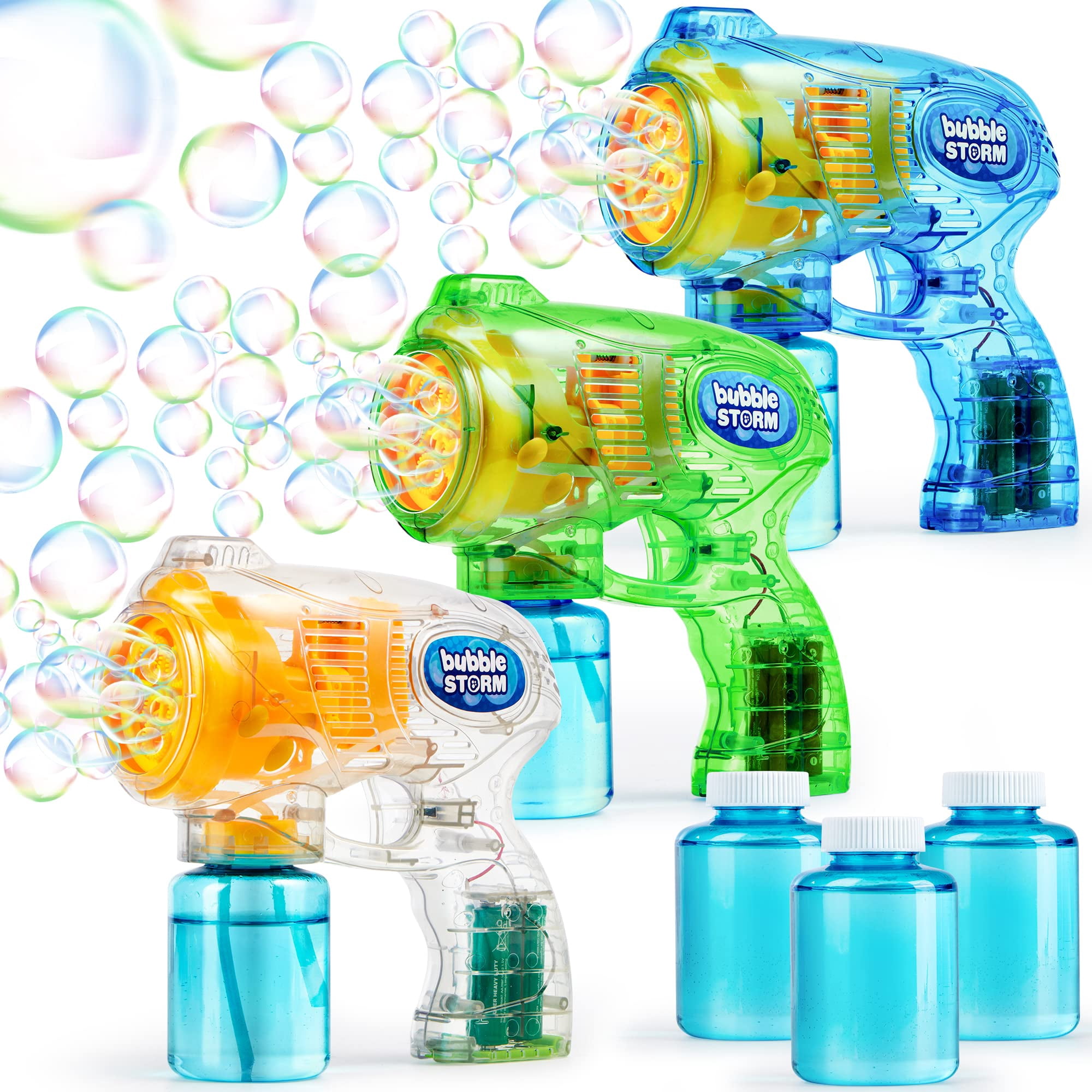 Pistolas De Burbujas Joyin, 3 Paquetes Con 3 Soluciones De Burbujas Para Niños