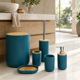thumbnail image 2 of Set De Baño Completo 6 Piezas De ABS Y Bambu Moderno Con Basurero Dispensador Y Escobilla Color Turquesa, 2 of 8