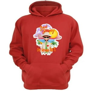 Genérico - Polerón Canguro Bad Bunny Rojo Talla L Unisex